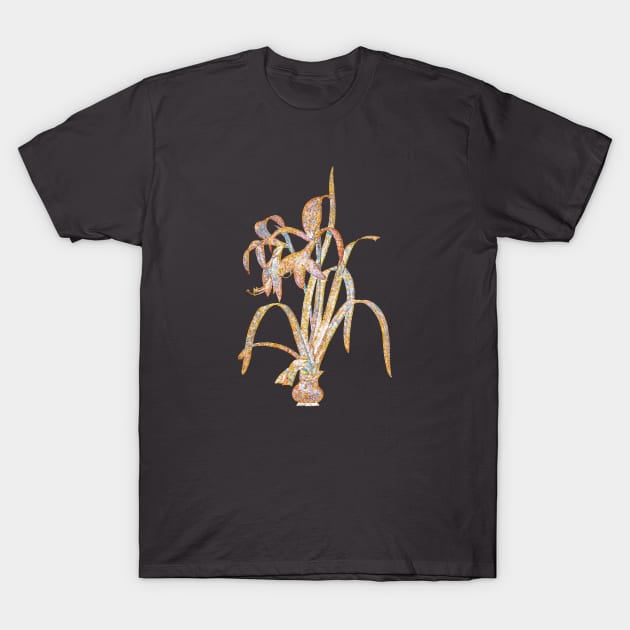 Gold Prism Mosaic Sprekelia Botanical Illustration T-Shirt by Holy Rock Design